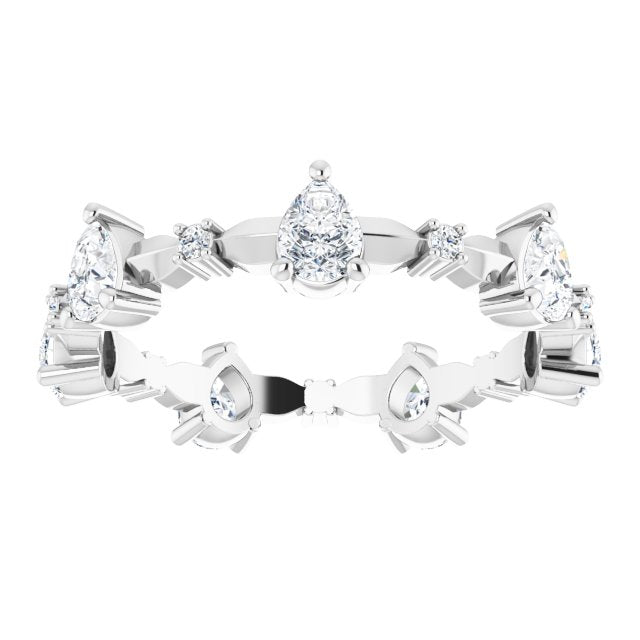 1.54 ct. Pear Diamond Eternity Band Stackable Ring-VIRABYANI
